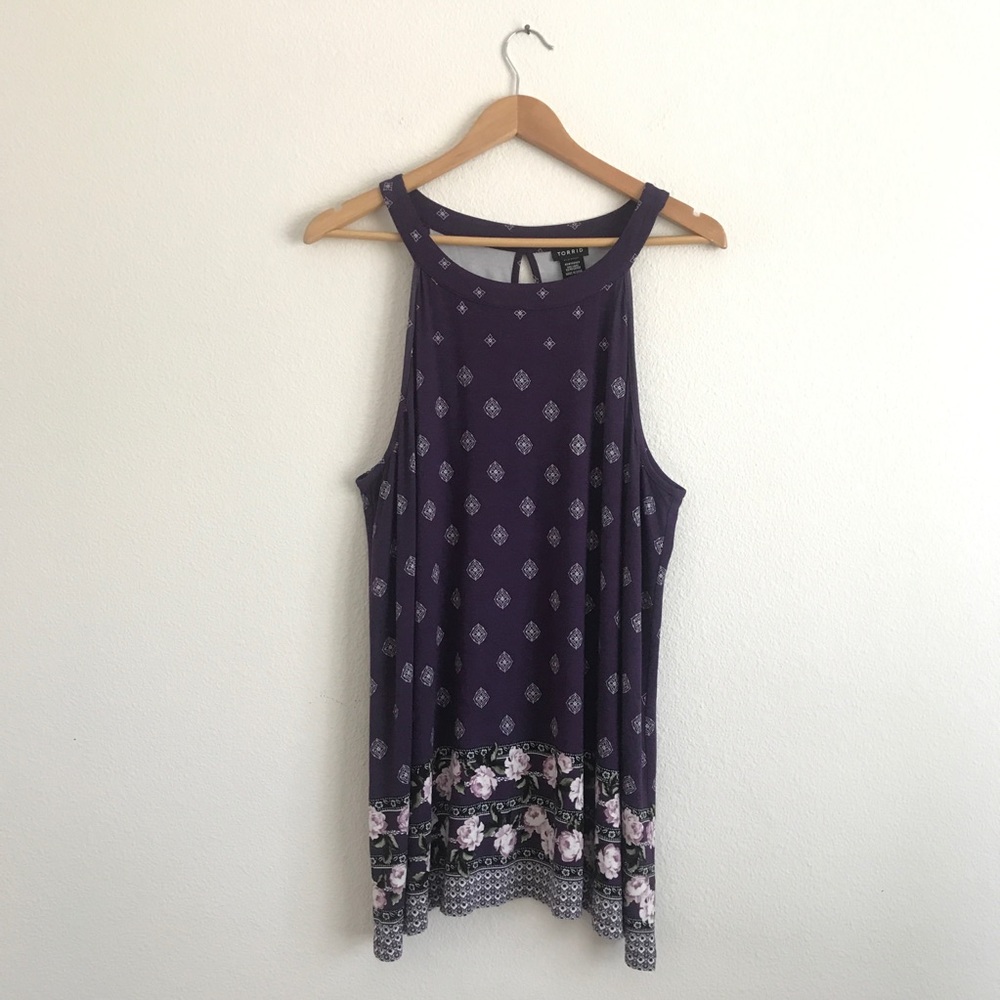 Torrid Trapeze Tunic Purple Paisley Sz 1